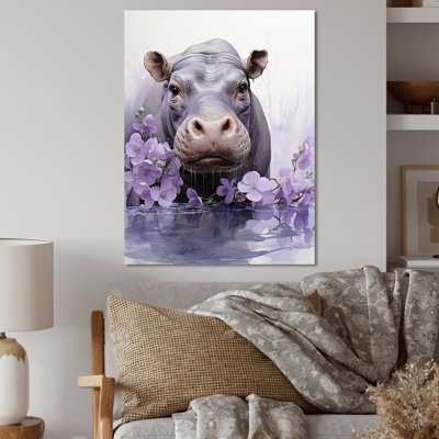 Floral, hippopotame, piscines mystiques 2 - art mural hippopotame
