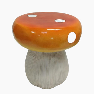 13.4" H Whimsical Resin Mushroom Garden Stool, Indoor/Outdoor Accent Table and Decorative Seat for Patio, Lawn, and Backyard
