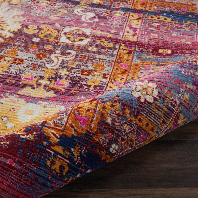 Lowndes Orange/Blue/Purple Area Rug, Rectangle 7'10" x 9'10"
