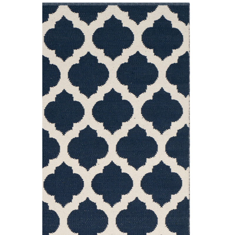 Romona Hand Woven Cotton Geometric Rug, Rectangle 5' x 8'