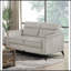 Causeuse de salon moderne en microfibre brun clair avec revêtement en microfibre et siège confortable avec pieds en métal noir, mobilier contemporain, 1 pièce-261048513