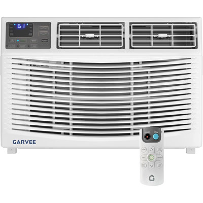 Climatiseur de fenêtre intelligent 8 000 BTU pour les pièces jusqu'à 350 pieds carrés Pi. Compatible avec Alexa, 3 vitesses de refroidissement, déshumidificateur, mode veille, minuterie 24 heures, fonctionnement silencieux, blanc