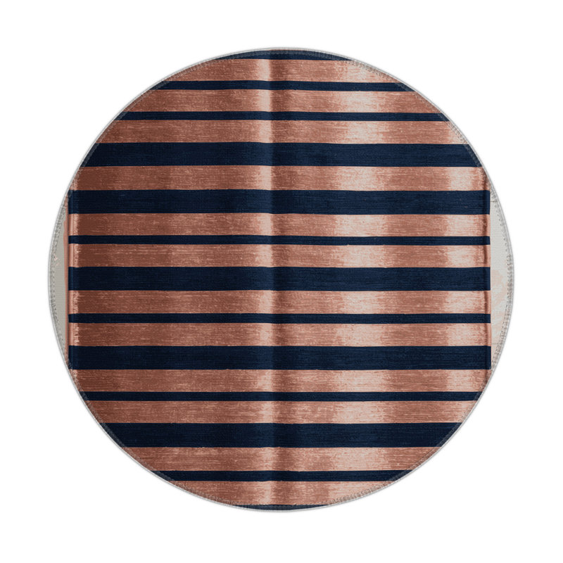 HorizontalStripes Gray Indoor and Outdoor Area Rug, Round 5'