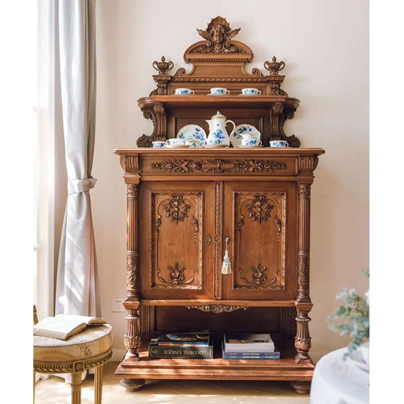 French retro solid  wood  sideboard