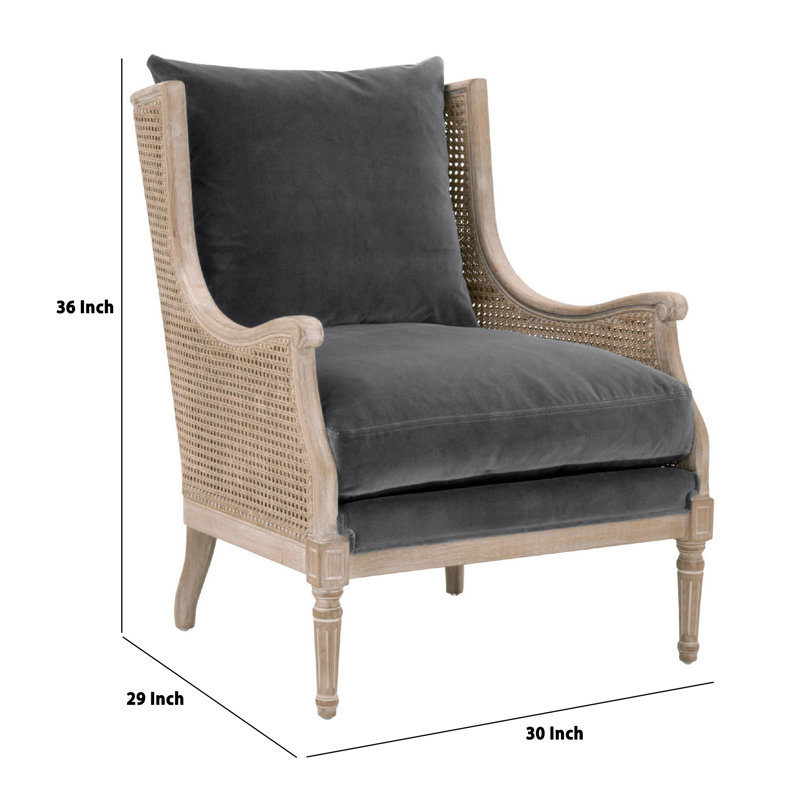 Fauteuil Domenic, Velours colombe foncé