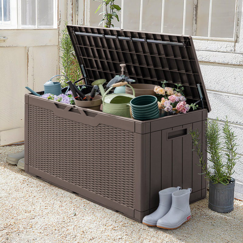 Boîte de rangement en plastique verrouillable noire Furmax, Brun foncé