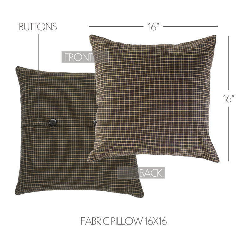 Kettle Grove Black and Khaki Plaid Cotton Pillow