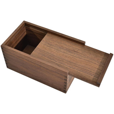 Boîte en bois avec couvercle coulissant, boîte en bois de noyer, 9,65 po x 5,71 po x 4,8 po