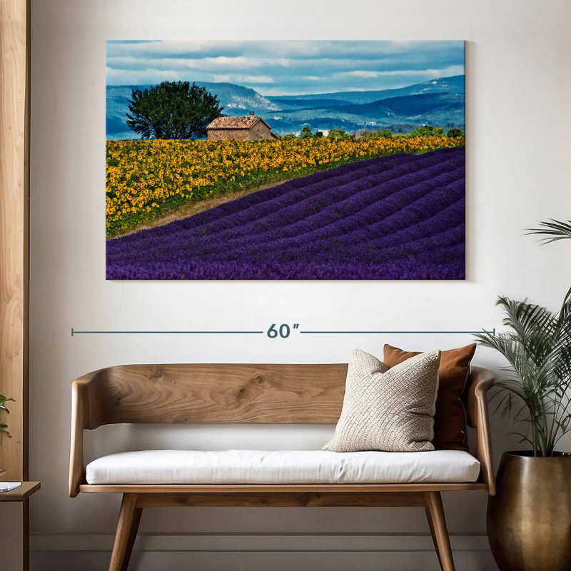 Vanna Valensole lavande et tournesols, H 34 po x l 51 po