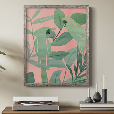 Pink and Green Birds of Paradise II Framed Print - Solid Wood