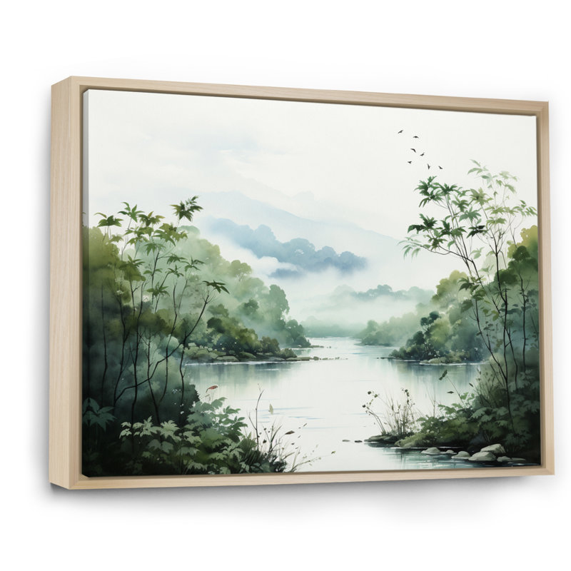 «Tranquil Oasis II» sur toile, H 16 po x l 32 po x P 1 po, Cadre naturel flottant