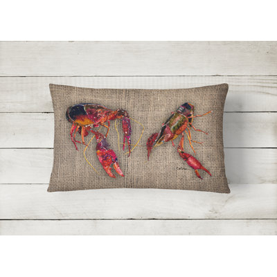 Crawfish Outdoor Reversible Throw Pillow
