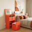 Coiffeuse 3 en 1 avec miroir rabattable et lumières, bureau de maquillage compact avec tabouret caché et tiroirs de rangement, orange-592028870