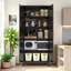 Armoire de rangement 71 po à 2 portes galbées, armoire de rangement en métal avec portes et tablettes réglables, pour chambre à coucher, salon, cuisine (noir)