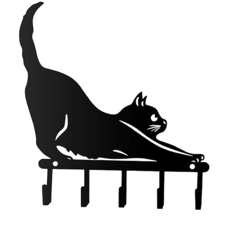 Porte-manteau mural en métal noir avec porte-clés
