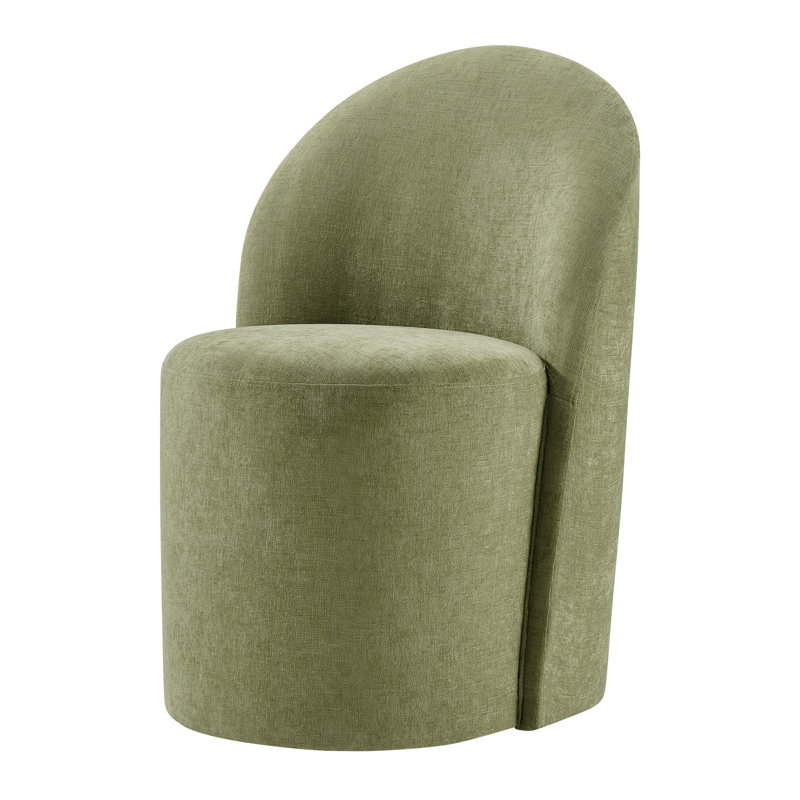Cabrina Chenille Dining Side Chair W/ Casters, Millburry Green