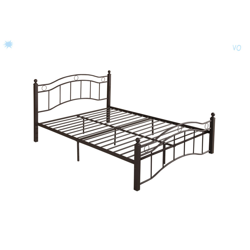 Metal Bed With Headboard And Footboard, Bronze, King