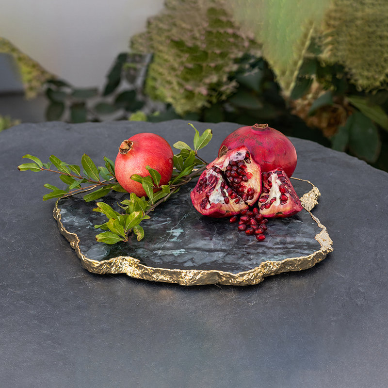 Large Pure Emerald and Gold Metal Platter