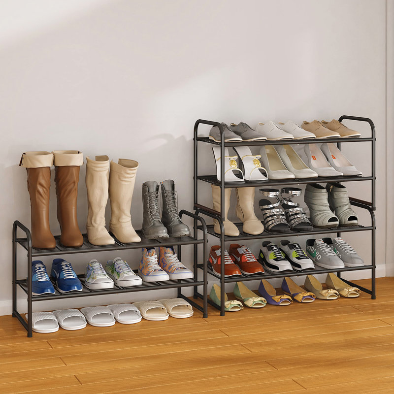Étagère à chaussures empilable à 2 niveaux, grille en fil métallique, étagère de rangement pour chaussures