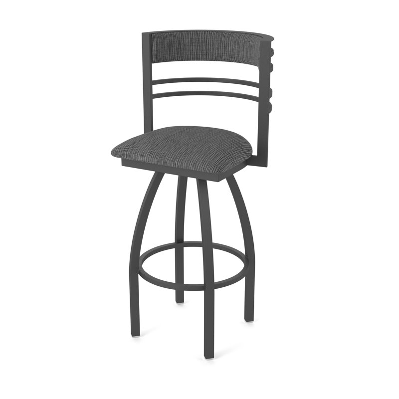Hunter Swivel Stool, Étain, Tabouret de bar (siège d'une hauteur de 36 po), Tissu graphique charbon