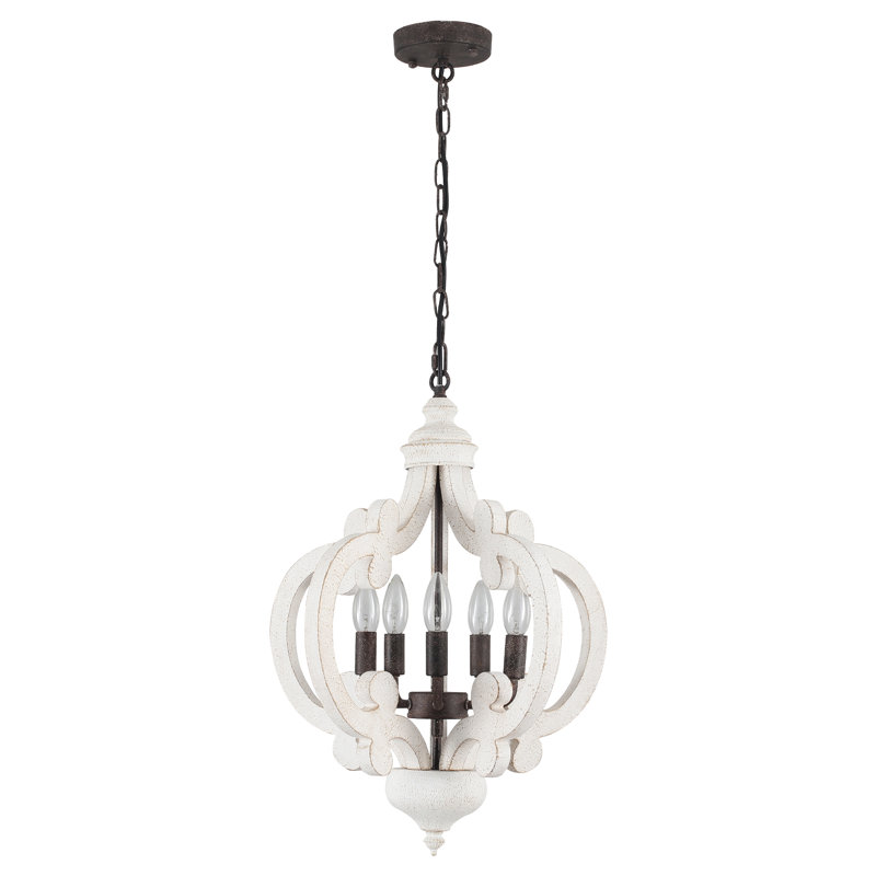 Tinnin 5-Light Farmhouse Chandeliers Lantern Adjustable Rustic Kitchen Island Cottage Candle Geometric Pendant