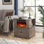 Aldama 23" Tall Rotating End Tables with Storage Drawer and Built-in Outlets,Electric Fireplace Rotating End Side Table-294339268