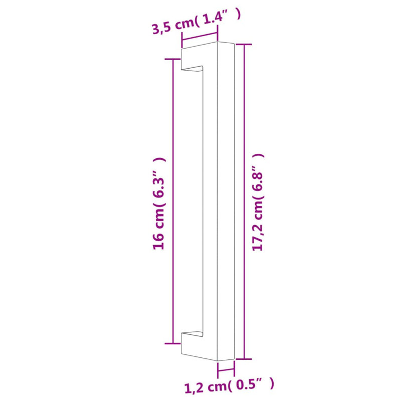 Acier inoxydable avec poignées d'armoire vidaXL, 6,3 po, Doré