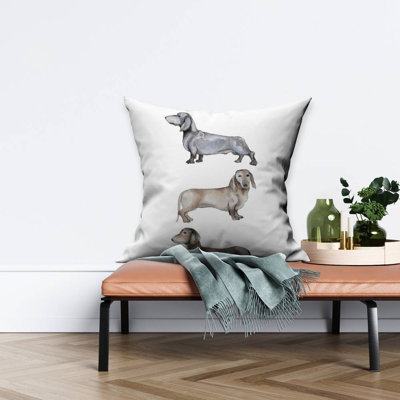 Small dachshund dog - 16"x16" Throw pillow - Poly twill - Print on demand