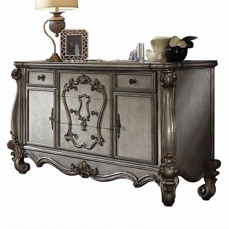 Sylacauga Solid Wood 70.47'' W 5 - Drawer Dresser, Antique Platinum