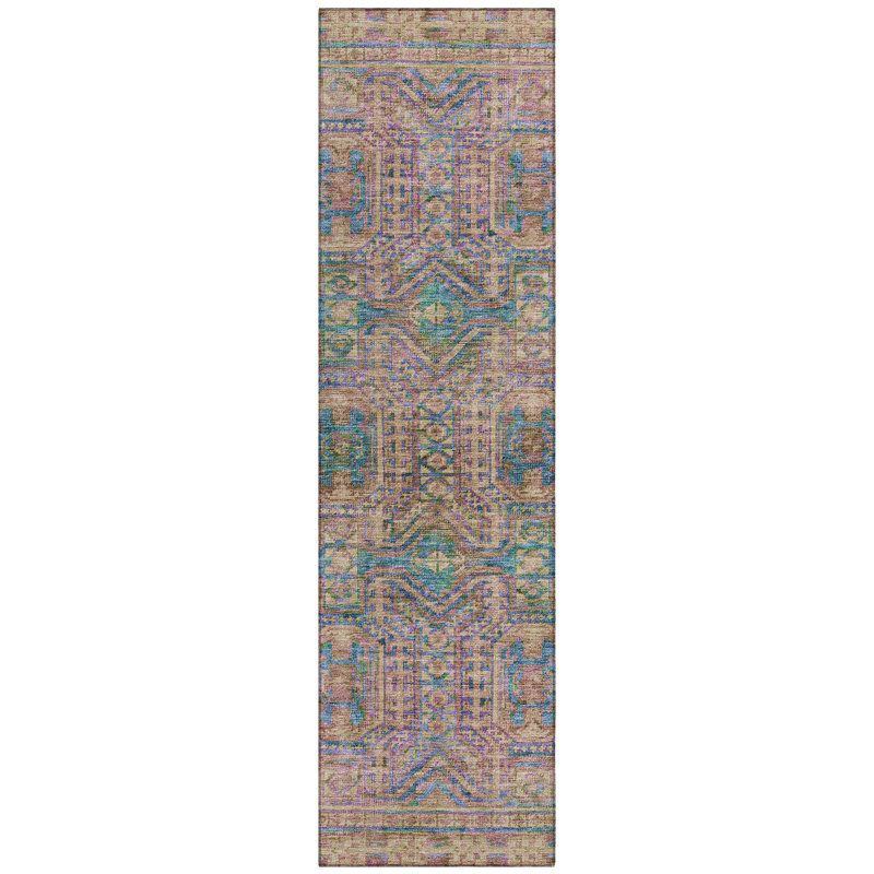 Tapis orange intérieur / extérieur lavable à la machine Xhevrie, Tapis de couloir 2 pi 3 po x 7 pi 6 po