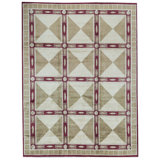 Himalayan Hand Knotted Wool Geometric Area Rug in Beige