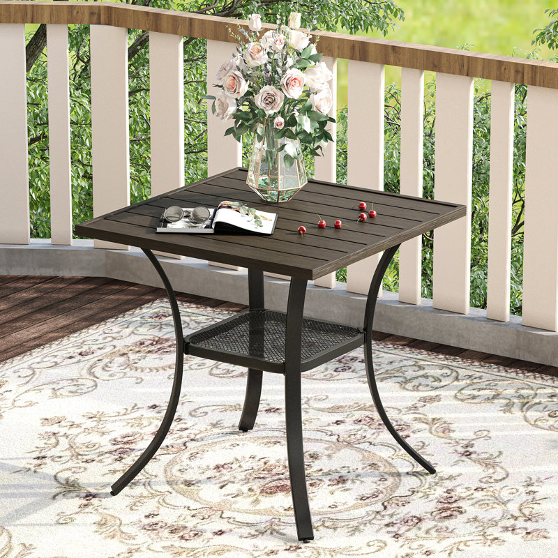 Table de salle à manger d'extérieur carrée L 27,6 po x l 27,6 po Tekeyla, Similicuir gris foncé