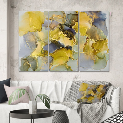 «Green Luxury Abstract Fluid Art V», reproduction d'art sur toile moderne