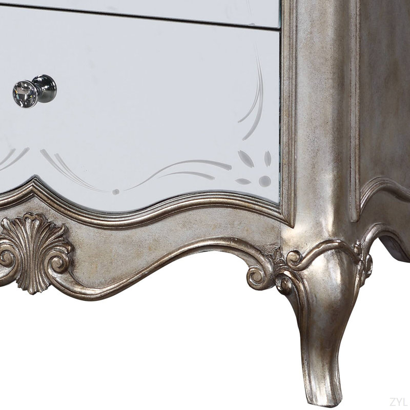 Table de chevet antique finition champagne