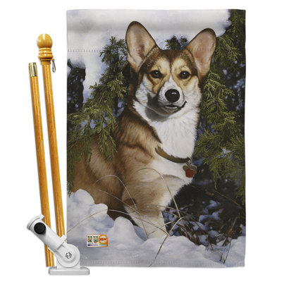 Polyester 40 x 28 po corgi 2 côtés ensemble de drapeau