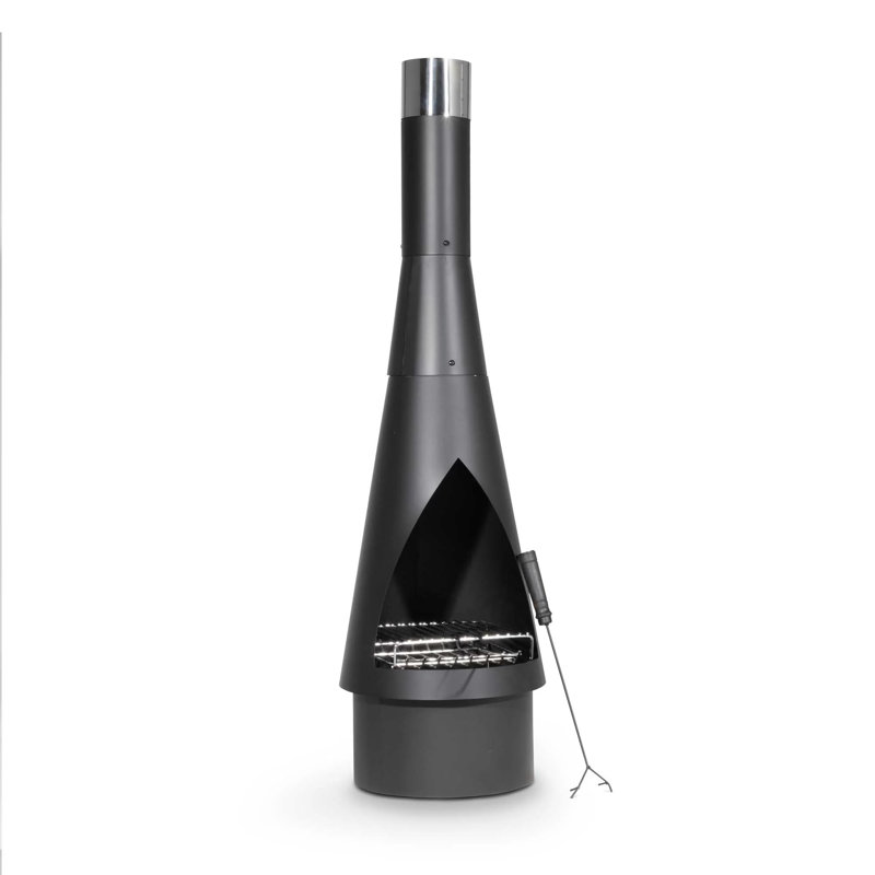 Siedentopf Column Steel Wood Burning Smokeless Chimnea, Black