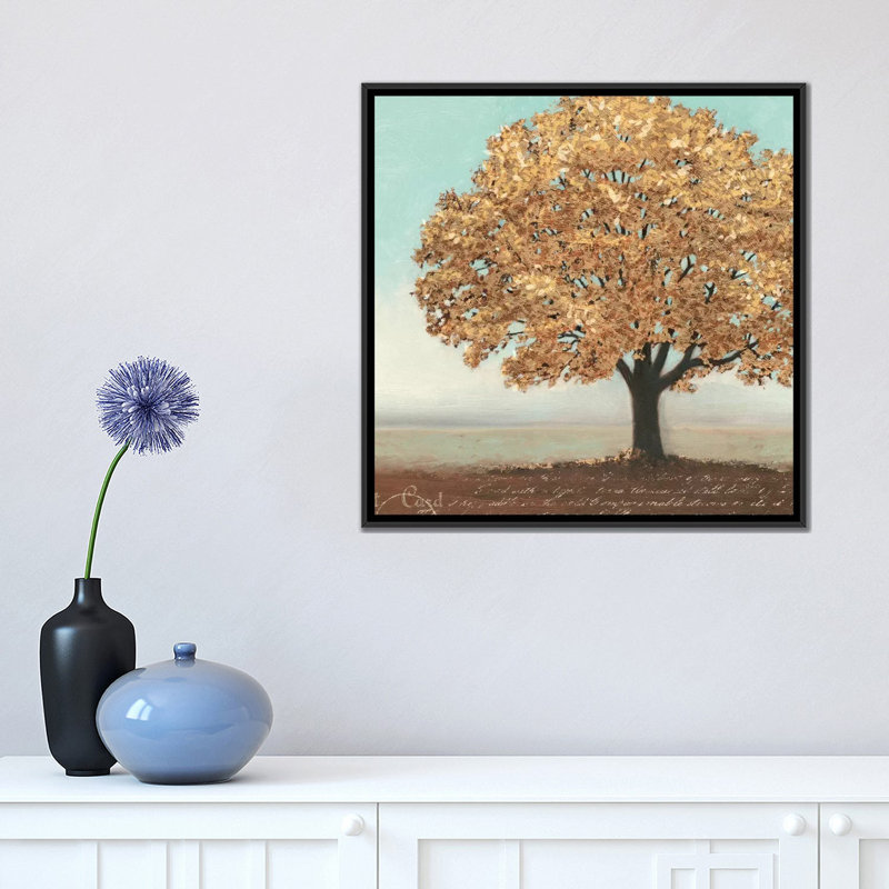 Gold Reflections I, reproduction d'art sur toile tendue, H 18 po x l 18 po x P 1,5 po, Toile avec cadre noir, Pas de tapis