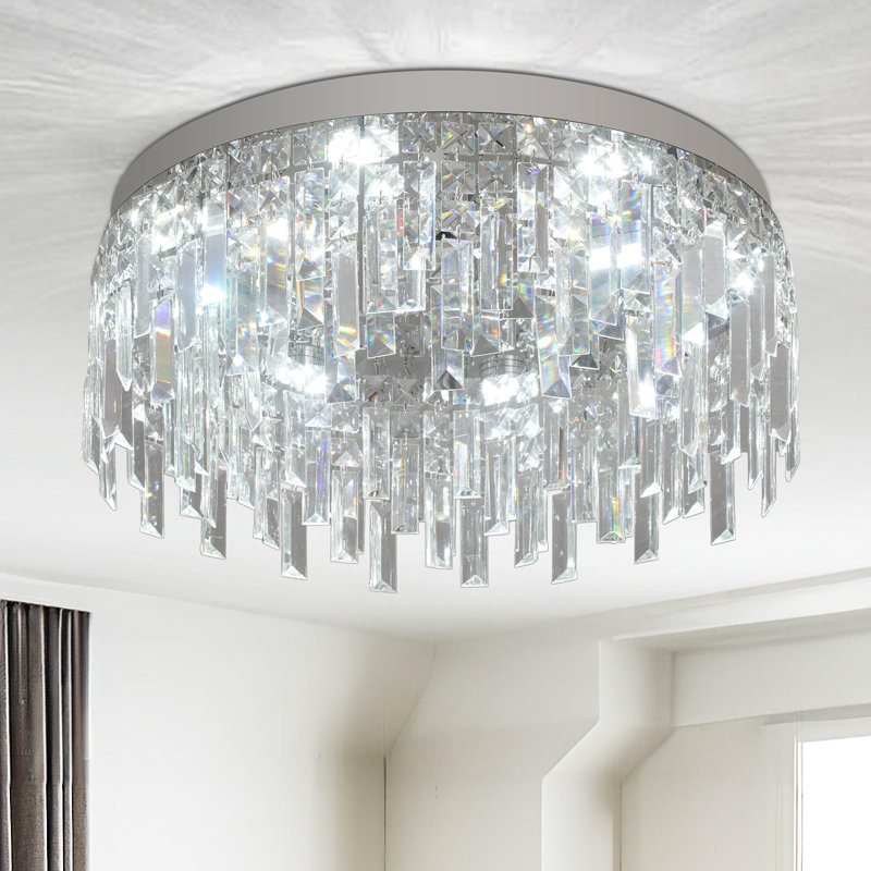 Retsof 1 - Light Crystal LED Chandelier, 20cm H x 50cm W x 50cm D, Chrome