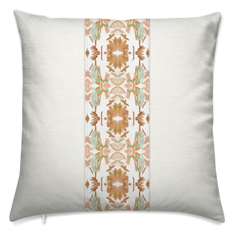 Wildflowers I Luxury Panel Pillow, Orange/White Dove, 22"H x 22"W