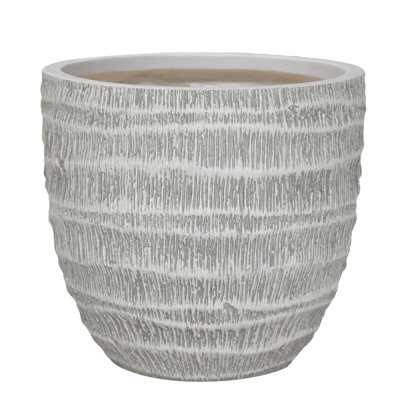 Straw Plaited Style White Washed Egg Planter D28.5 H26 Cm, 11.8 Liters