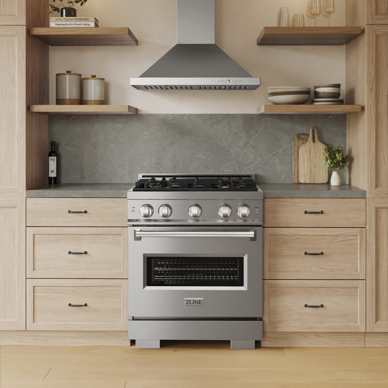 ZLINE 30 in. Classic Gas Range with DuoPro Cooktop and Convection Oven in Black Stainless Steel, Stainless Steel, Dual Fuel