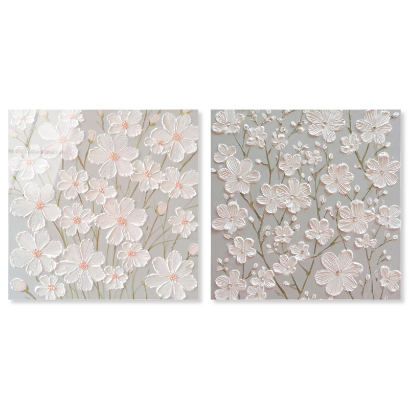 Neutral Serenity Floral Art , H 12 po x l 24 po