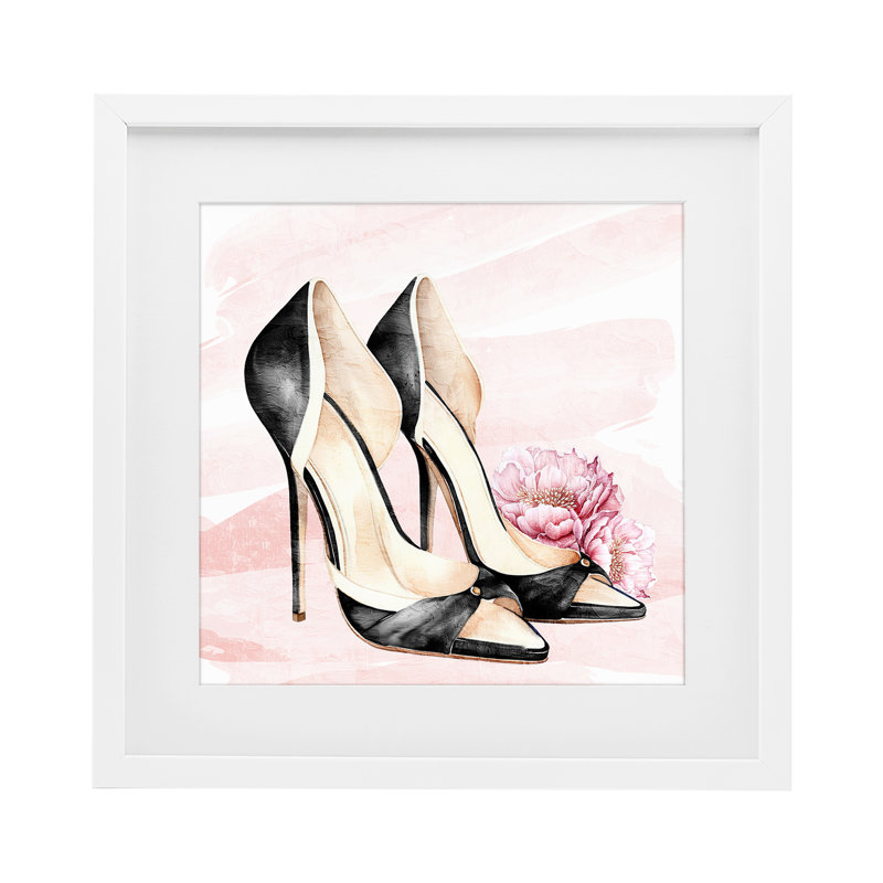 Blush Glam Time, reproduction d'art sous verre encadrée, design par Kim Allen, H 13 po x l 13 po