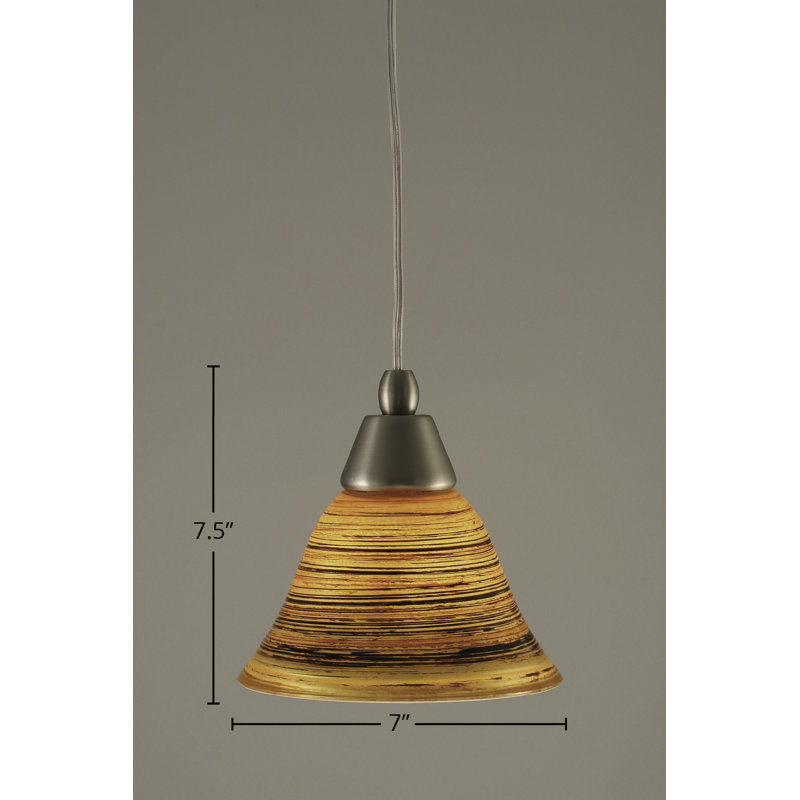 Cord Mini Pendant, Dark Granite Finish, 7″ Firre Saturn Glass, Dark Granite, 7" W, Firré Saturn Glass