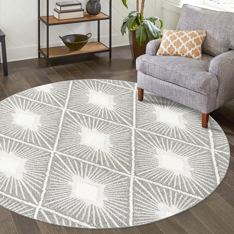 Jojean Geometric Indoor Rug, Round 7'10"