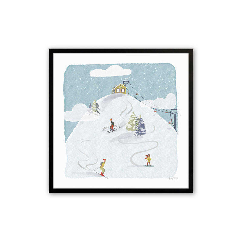Imprimé d'hiver d'hiver, H 13,5 po x l 13,5 po, Cadre simple noir satiné, bois massif