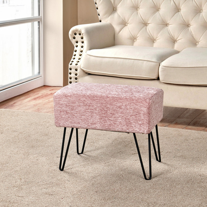 48.3cm Wide Rectangle Solid Colour Standard Ottoman, Rose Quartz
