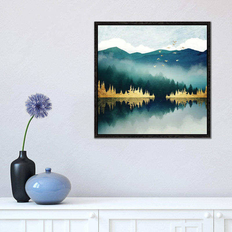Mist Reflection - Print on Canvas, 45.72 cm H x 45.72 cm W, Black Framed