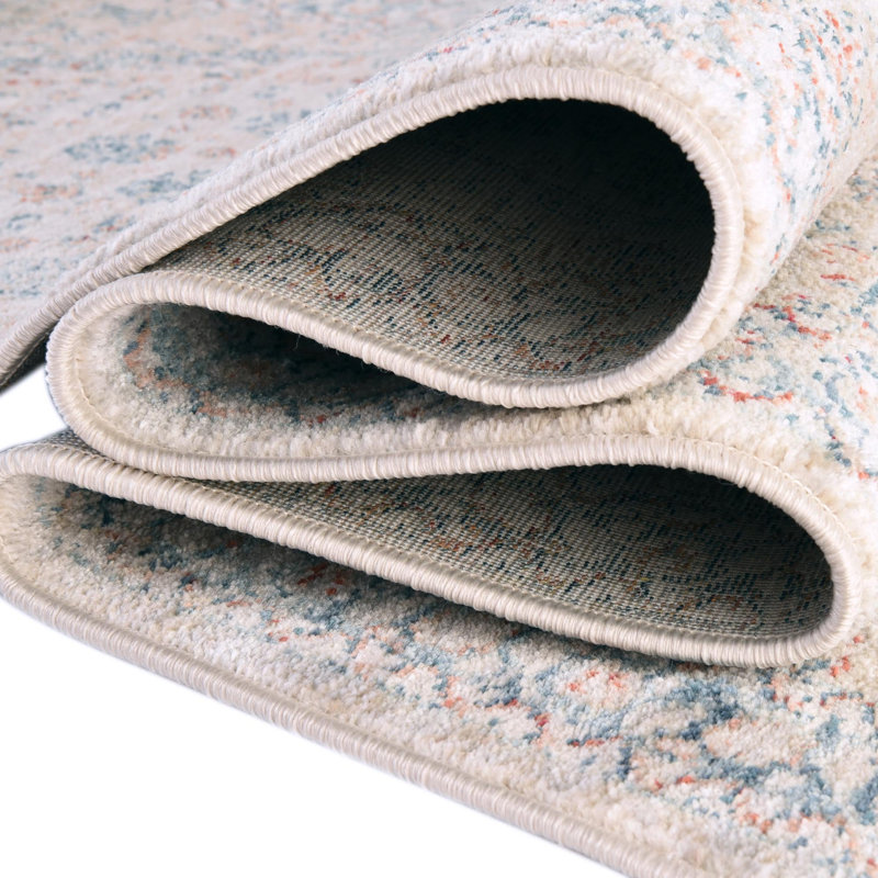 Kaleigh Beige/Blue/Gray Area Rug, Round 6'1"