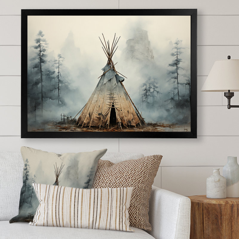 Tente de jeu gris natif. «Whispers Of Spirit», reproduction d'art sur toile encadrée, H 34 po x l 44 po, Cadre photo unique